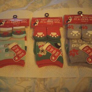 Socks Xmas owner & pet matching sets 3 pairs multicolor New!